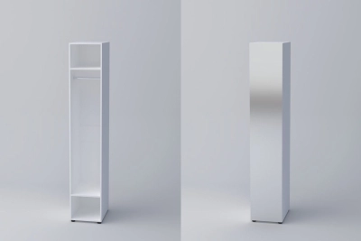 Еднокрил гардероб СПЕЙС 1 (h-220) с огледало - бял корпус