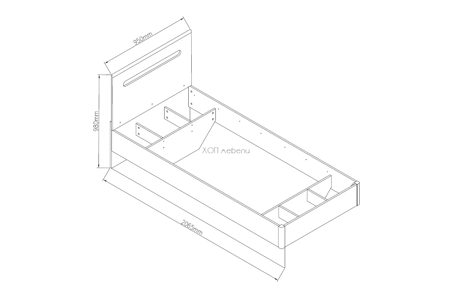 Размери на Единично легло Бианко NEW 90 - бял гланц/черно ID 24850 - hop-mebeli.com Размери на Единично легло Бианко NEW 90 - бял гланц/черно ID 24850