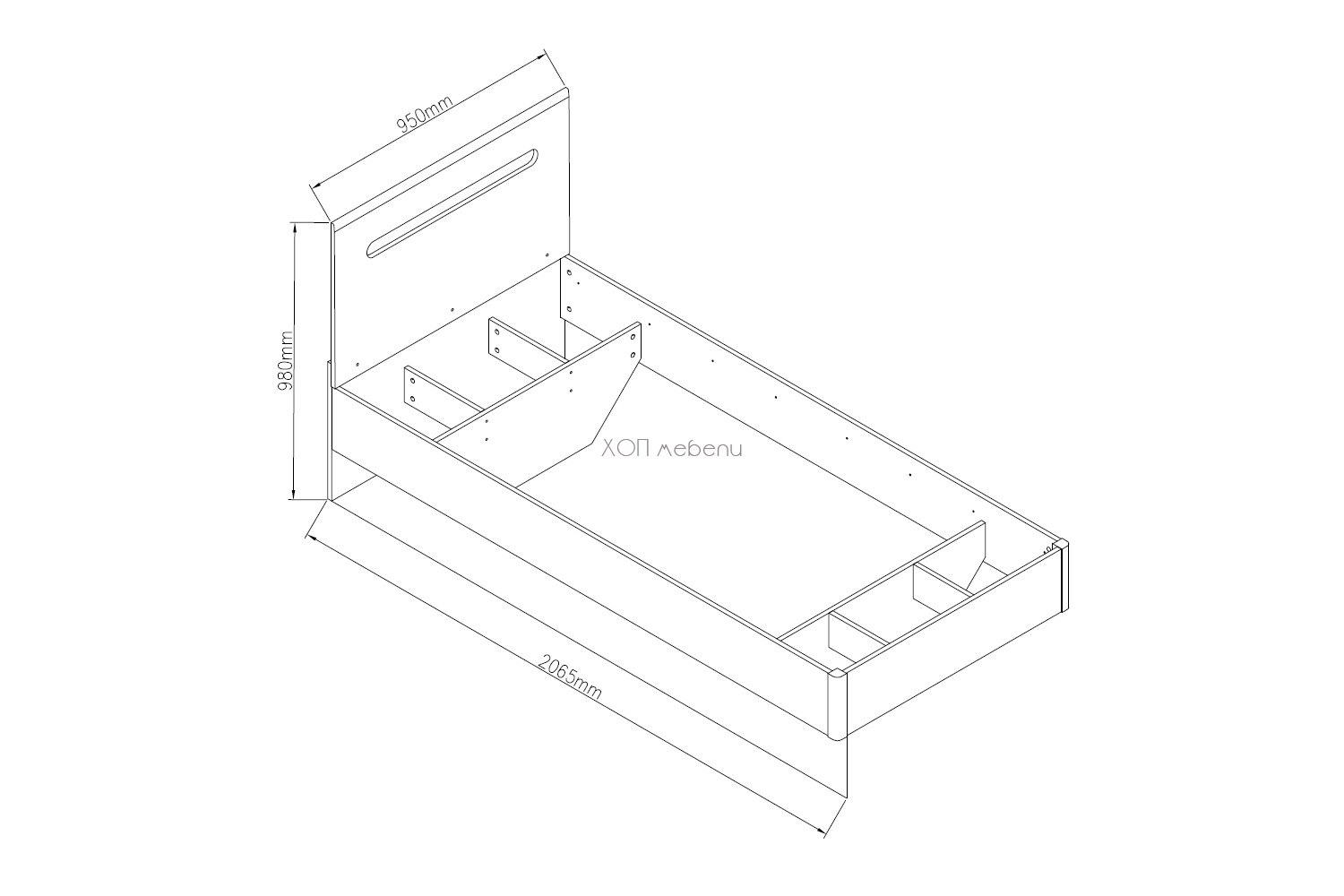 Единично легло Бианко NEW 90 - бял гланц/черно ID 24850 - hop-mebeli.com - 2 Единично легло Бианко NEW 90 - бял гланц/черно ID 24850 - 2
