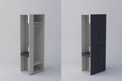 Краен ъглов шкаф СПЕЙС h220 - графит / кашмир