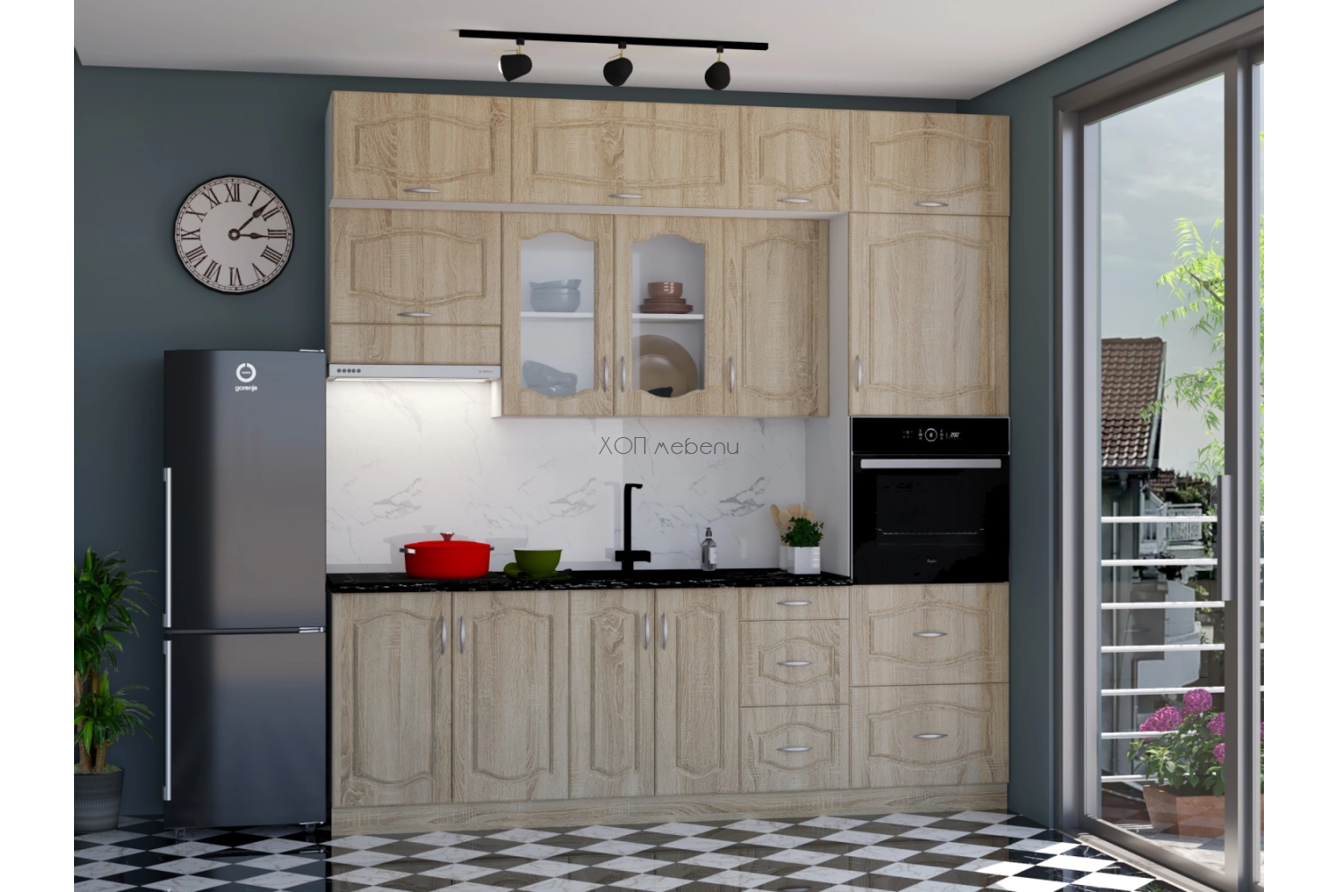 Кухня Оля NEW сонома 2,4 м. с колона ID 10622 - hop-mebeli.com - 1 Кухня Оля NEW сонома 2,4 м. с колона ID 10622 - 1