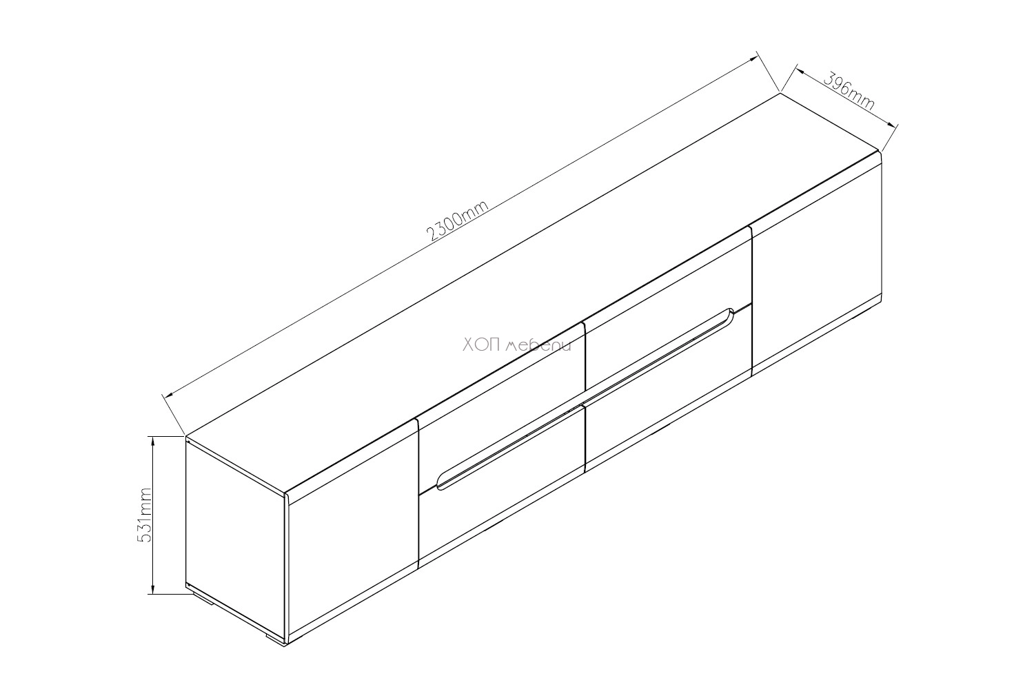 ТВ шкаф 2,3м Бианко NEW  - бял гланц / апалачи ID 3864 - hop-mebeli.com - 3 ТВ шкаф 2,3м Бианко NEW  - бял гланц / апалачи ID 3864 - 3