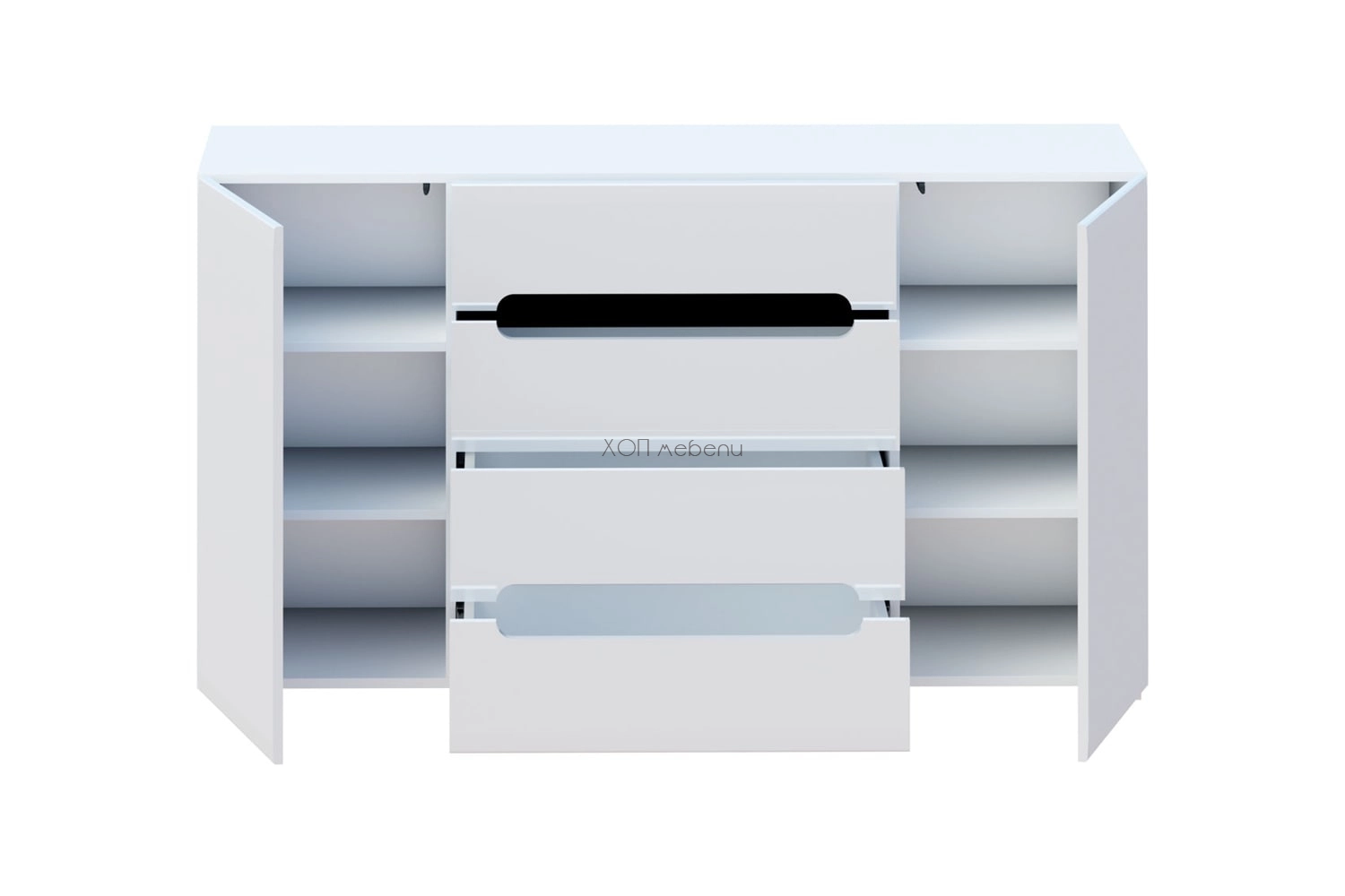 Модулна секция Бианко NEW Гранде - бял гланц / черно ID 3859 - hop-mebeli.com - 7 Модулна секция Бианко NEW Гранде - бял гланц / черно ID 3859 - 7