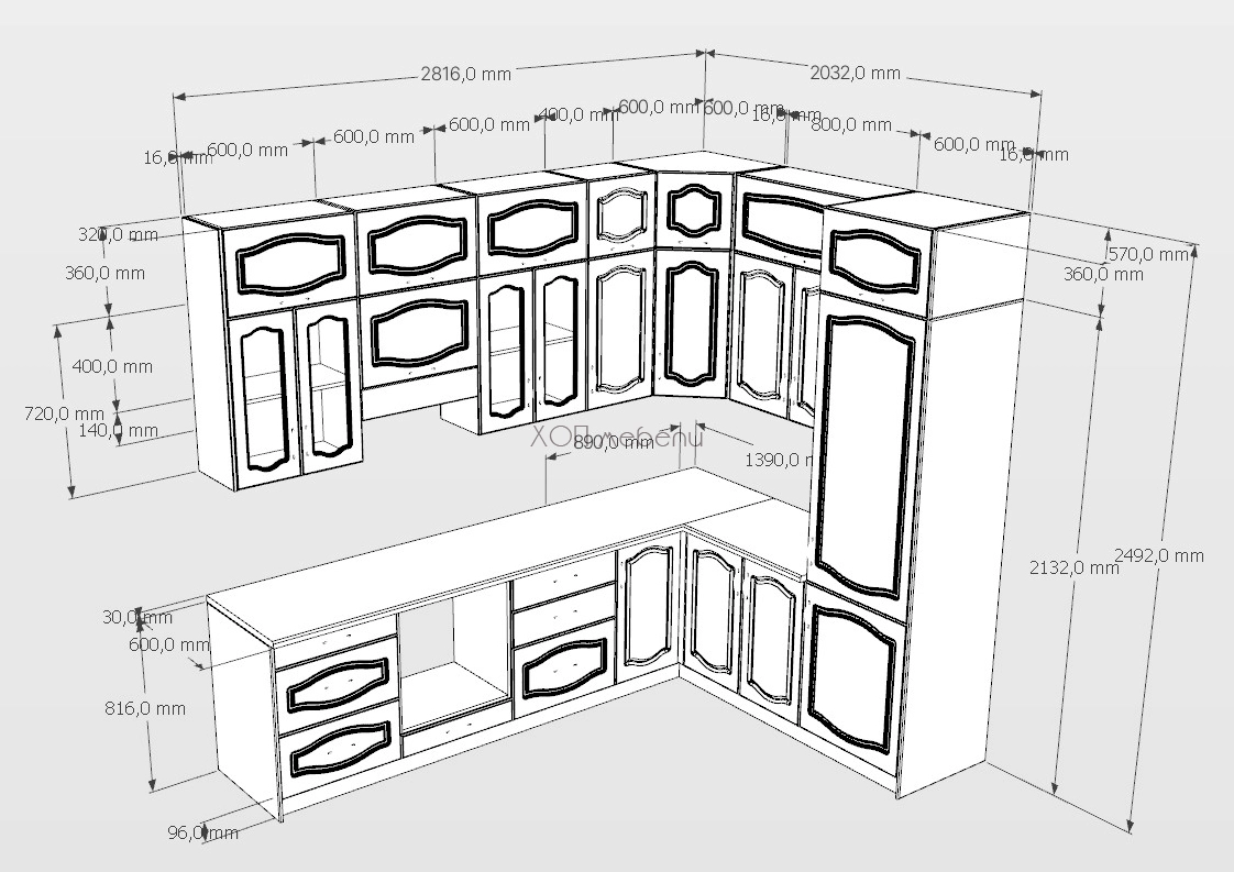 Размери на Кухня Оля NEW 282/203 см. с надстройка - сонома ID 18938 - hop-mebeli.com Размери на Кухня Оля NEW 282/203 см. с надстройка - сонома ID 18938
