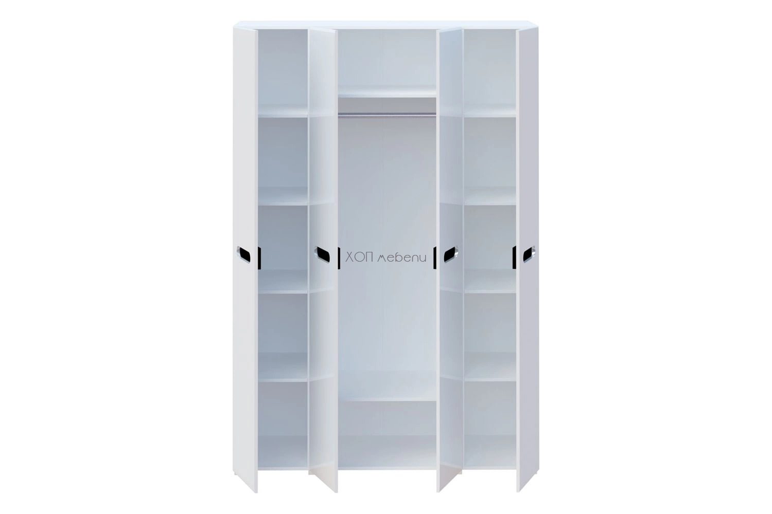 Голям гардероб Бианко NEW 4Д 1,5 - бял гланц / черно ID 24847 - hop-mebeli.com - 2 Голям гардероб Бианко NEW 4Д 1,5 - бял гланц / черно ID 24847 - 2