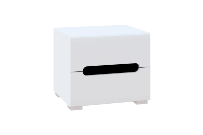 Нощно шкафче Бианко NEW - бял гланц / черно - hop-mebeli.com Нощно шкафче Бианко NEW - бял гланц / черно