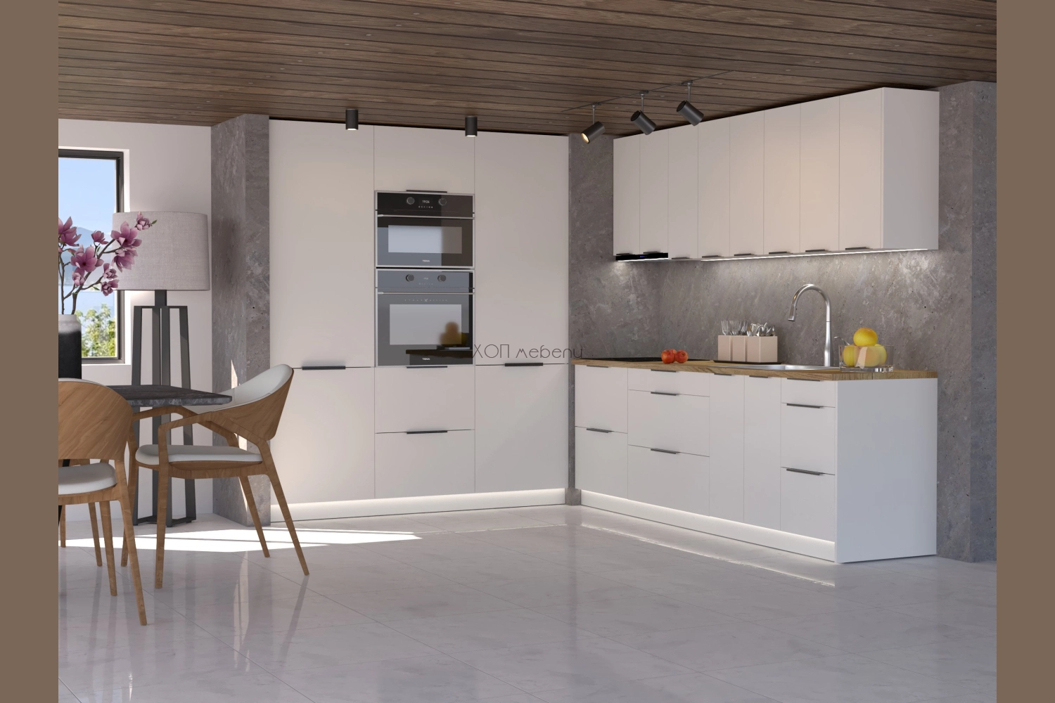 Ъглова кухня Адел 180 / 242 см. - бял супер мат ID 19418 - hop-mebeli.com - 1 Ъглова кухня Адел 180 / 242 см. - бял супер мат ID 19418 - 1