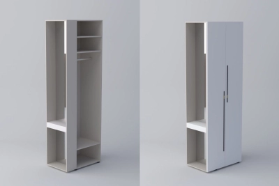 Краен ъглов шкаф СПЕЙС h240 - бяло / кашмир