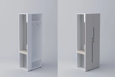 Краен ъглов шкаф СПЕЙС h220 - кашмир / бяло