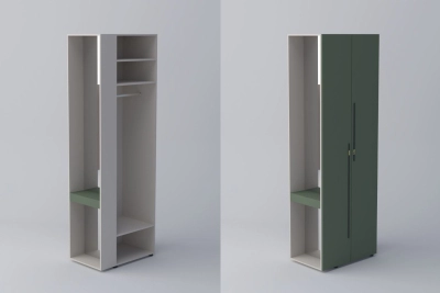 Краен ъглов шкаф СПЕЙС h240 - зелено / кашмир