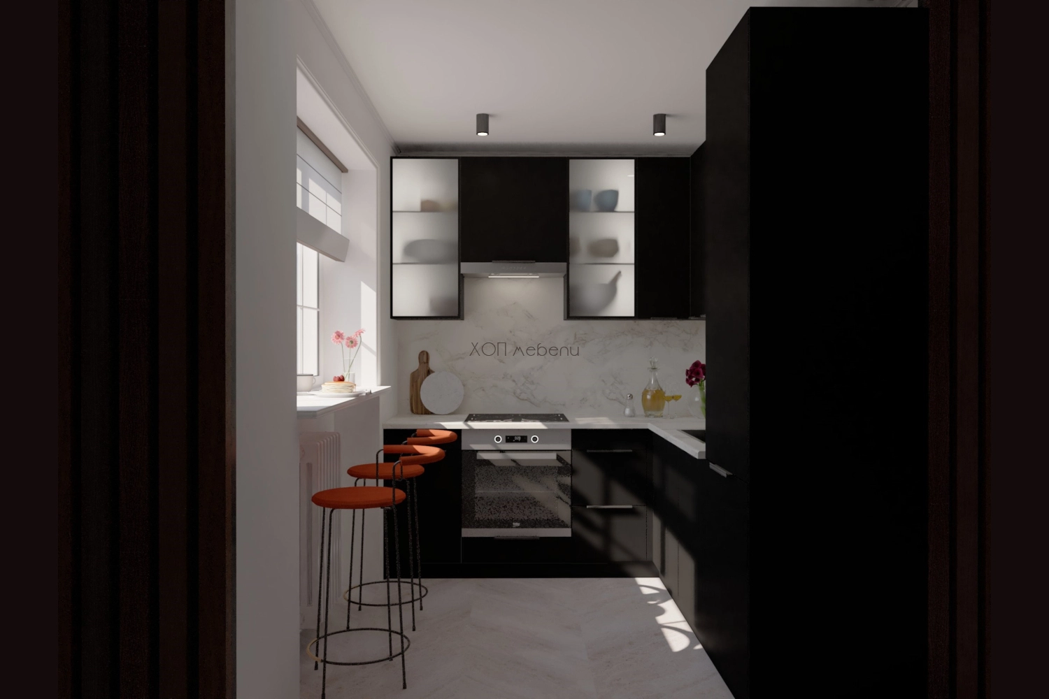 Ъглова кухня Адел 202 / 245 см. - черен софттъч ID 19439 - hop-mebeli.com - 1 Ъглова кухня Адел 202 / 245 см. - черен софттъч ID 19439 - 1