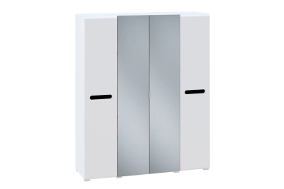 Голям гардероб Бианко NEW 4ДЗ 1,8 - бял гланц/черно - hop-mebeli.com Голям гардероб Бианко NEW 4ДЗ 1,8 - бял гланц/черно