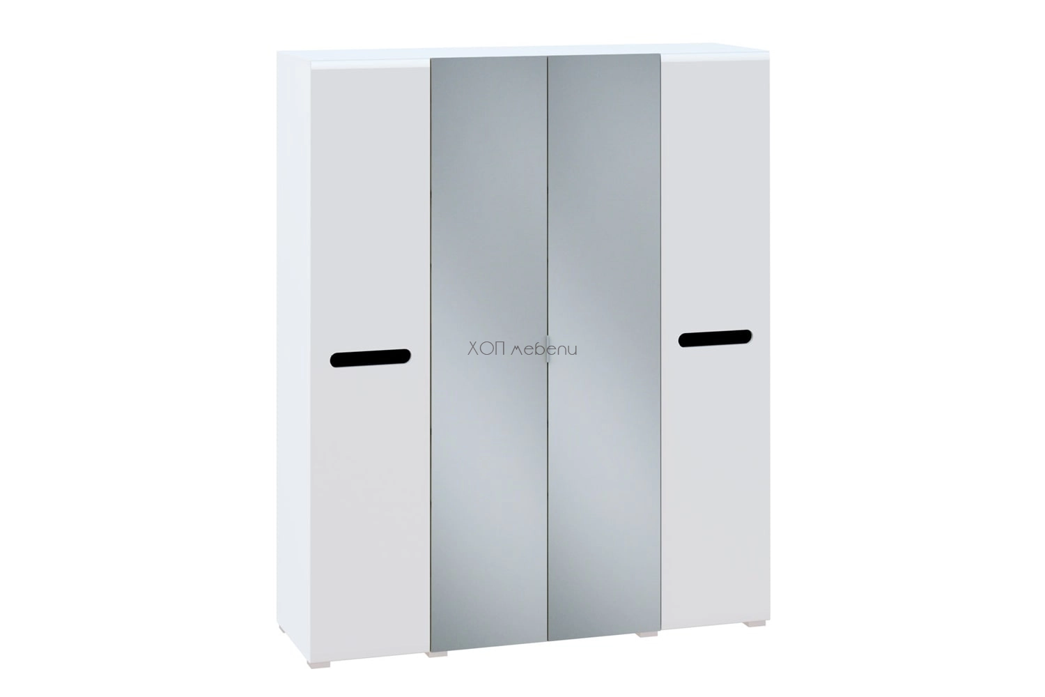 Голям гардероб Бианко NEW 4ДЗ 1,8 - бял гланц/черно ID 24849 - hop-mebeli.com - 1 Голям гардероб Бианко NEW 4ДЗ 1,8 - бял гланц/черно ID 24849 - 1