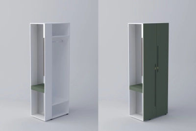 Краен ъглов шкаф СПЕЙС h220 - зелено / бяло