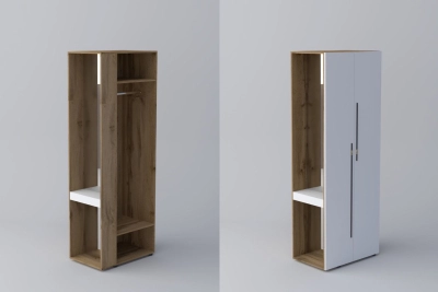 Краен ъглов шкаф СПЕЙС h220 - бяло / апалачи