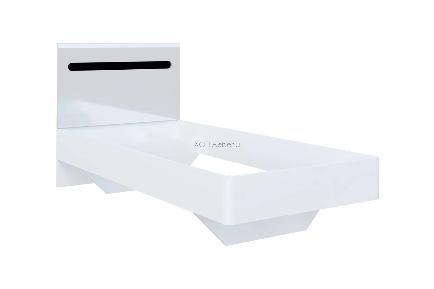 Единично легло Бианко NEW 90 - бял гланц/черно ID 24850 - hop-mebeli.com - 1 Единично легло Бианко NEW 90 - бял гланц/черно ID 24850 - 1