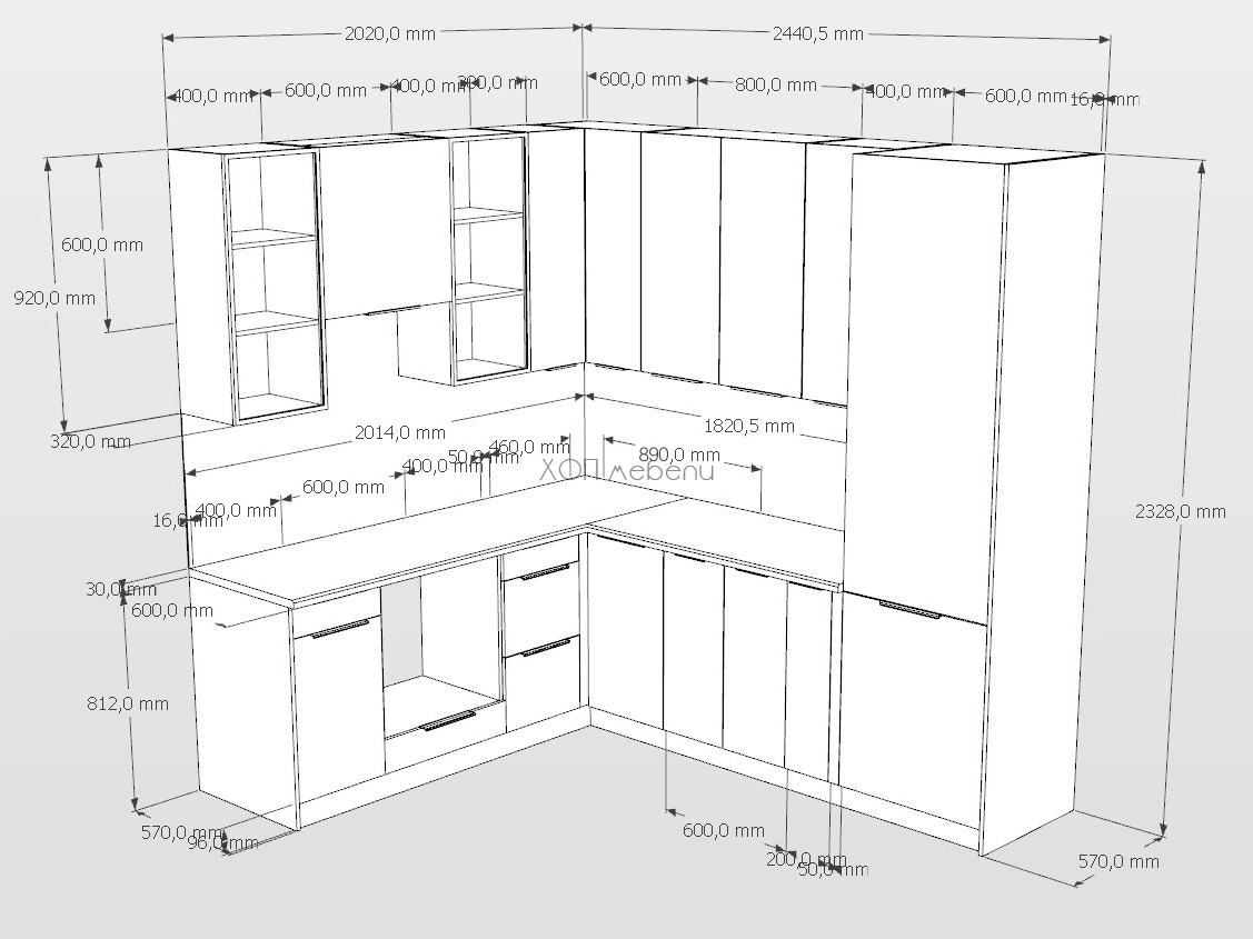 Размери на Ъглова кухня Адел 202 / 245 см. - черен софттъч ID 19439 - hop-mebeli.com Размери на Ъглова кухня Адел 202 / 245 см. - черен софттъч ID 19439