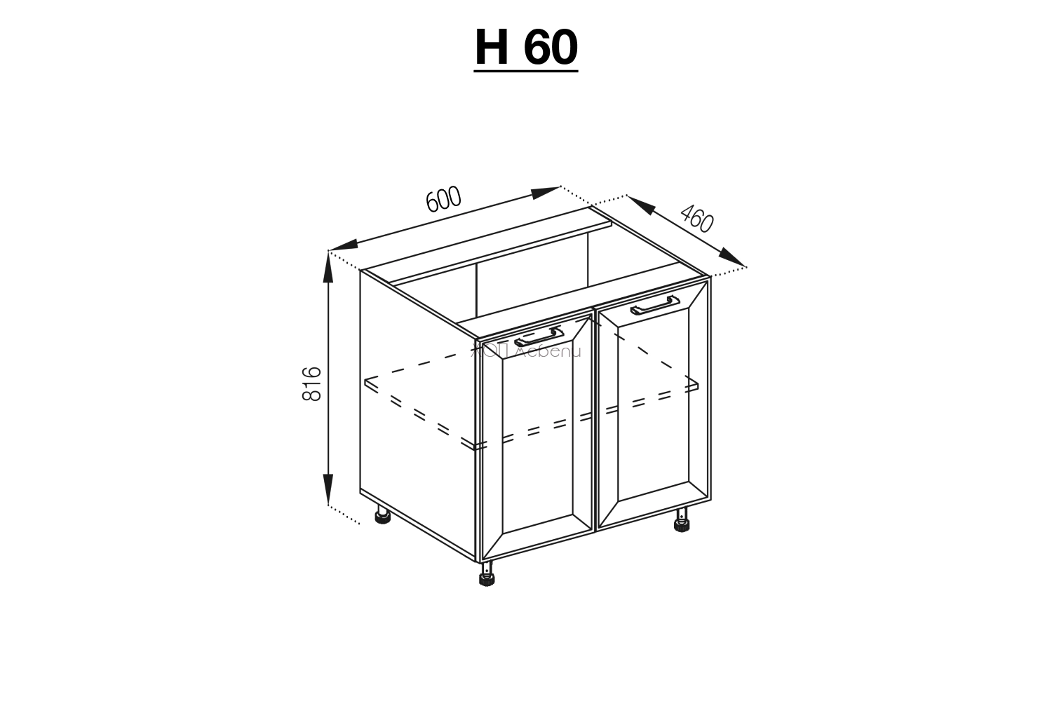 Долен шкаф Марго H60 лавандула ID 11065 - hop-mebeli.com - 2 Долен шкаф Марго H60 лавандула ID 11065 - 2