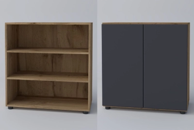 Скрин с две врати СПЕЙС 2Д - графит / дъб апалачи