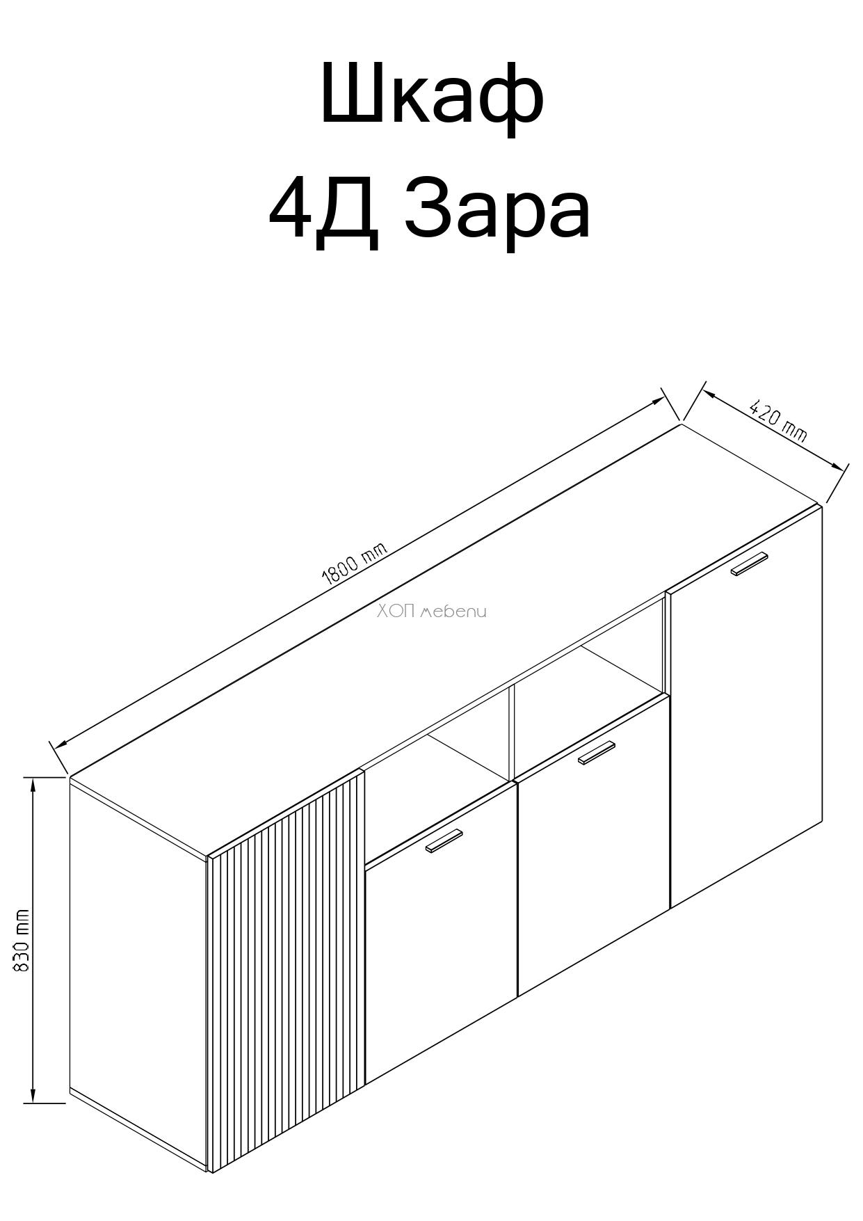 Размери на шкаф 4Д Зара ID 24192 - hop-mebeli.com Размери на шкаф 4Д Зара ID 24192
