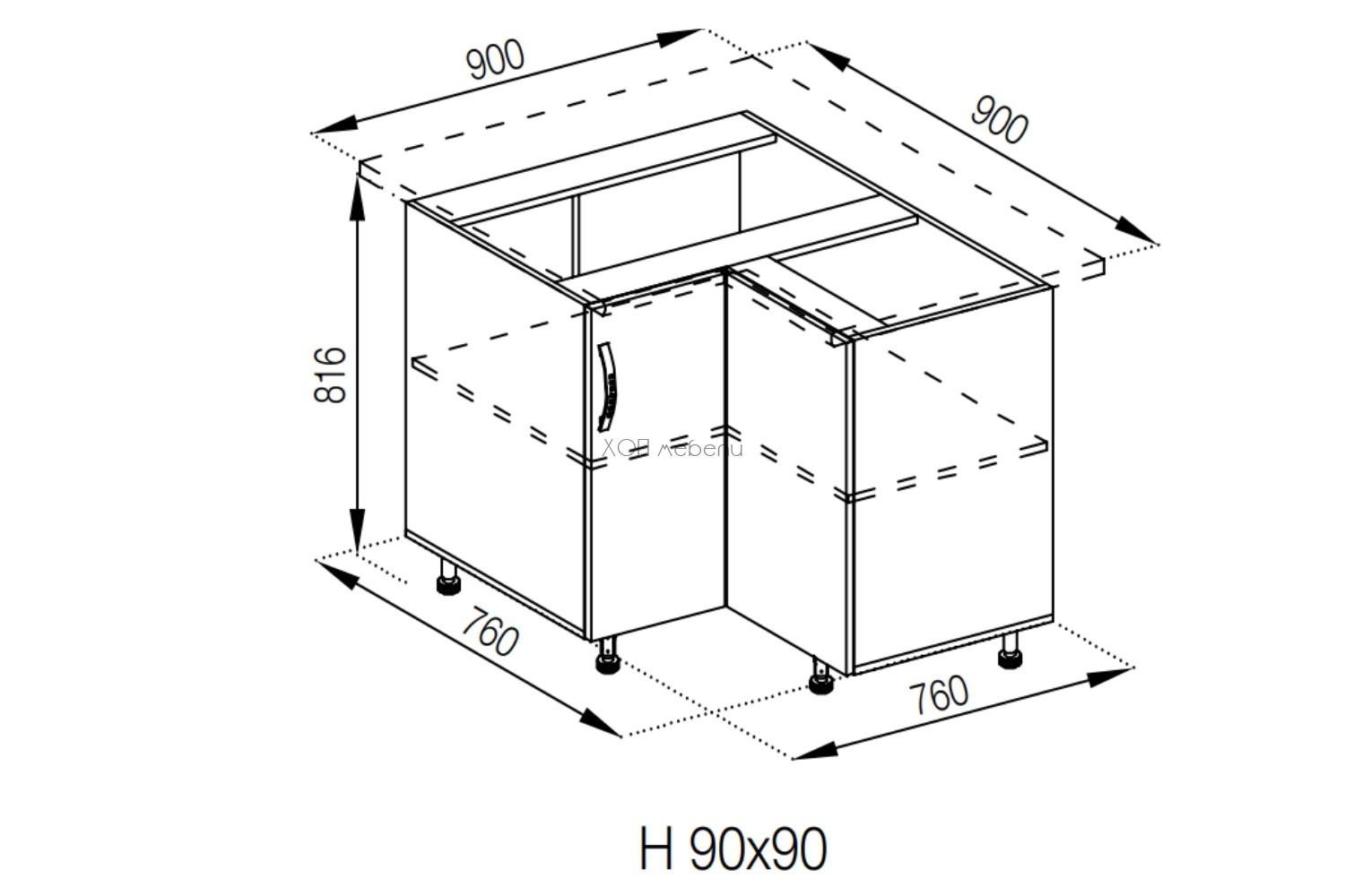 Размери на Долен ъглов шкаф 90/90 Оля NEW бяло ID 10520 - hop-mebeli.com Размери на Долен ъглов шкаф 90/90 Оля NEW бяло ID 10520