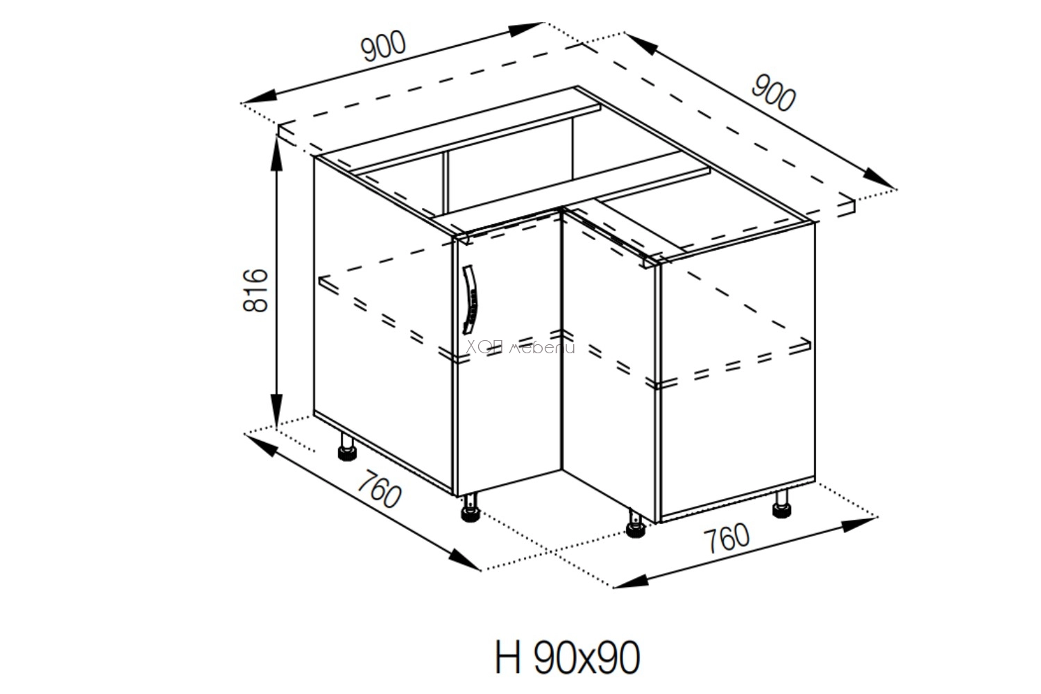 Долен ъглов шкаф 90/90 Оля NEW бяло ID 10520 - hop-mebeli.com - 2 Долен ъглов шкаф 90/90 Оля NEW бяло ID 10520 - 2