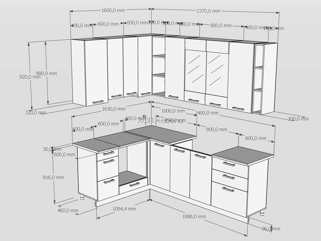 Размери на Ъглова кухня Бианка 163 / 240 см. - бял гланц / дъб сонома h920 ID 20785 - hop-mebeli.com Размери на Ъглова кухня Бианка 163 / 240 см. - бял гланц / дъб сонома h920 ID 20785