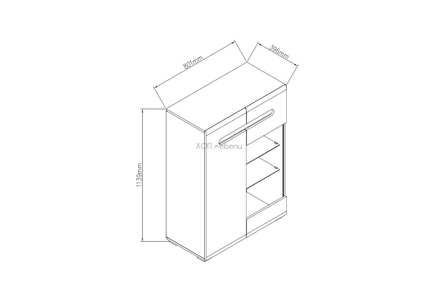 Нисък шкаф Бианко NEW 2Д Ск - бял гланц / черно ID 24837 - hop-mebeli.com - 3 Нисък шкаф Бианко NEW 2Д Ск - бял гланц / черно ID 24837 - 3