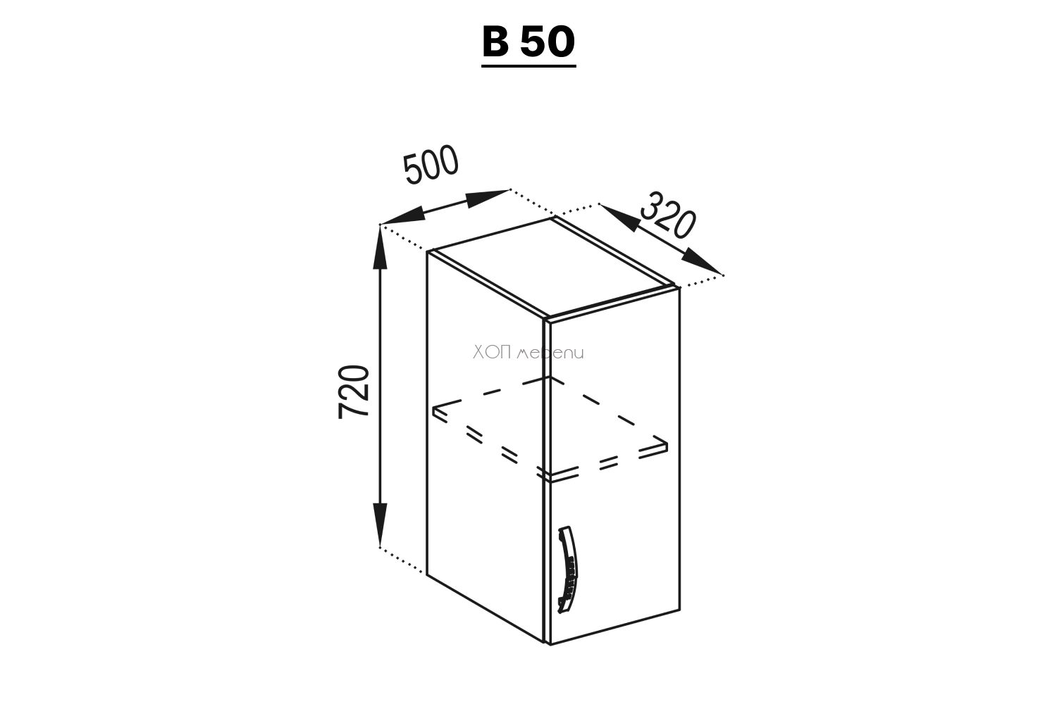 Размери на Шкаф B50 Прованс - синя лагуна ID 12615 - hop-mebeli.com Размери на Шкаф B50 Прованс - синя лагуна ID 12615