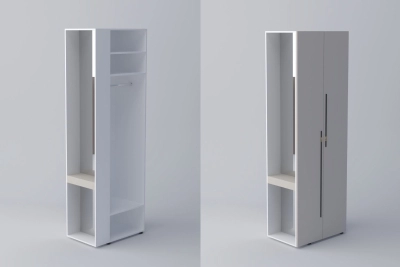 Краен ъглов шкаф СПЕЙС h240 - кашмир / бяло