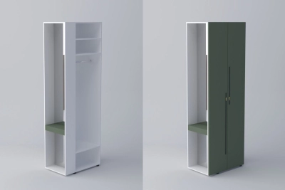 Краен ъглов шкаф СПЕЙС h240 - зелено / бяло