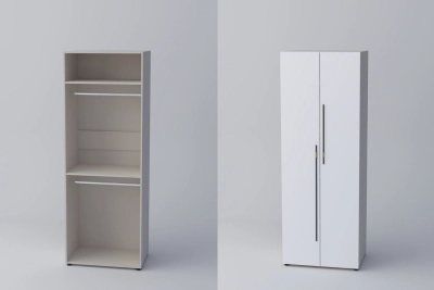 Двукрил гардероб СПЕЙС 2 (h-220) - бяло / кашмир