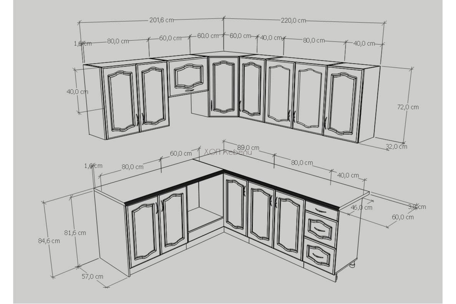 Кухня Оля NEW сонома 202/220 см. ID 10620 - hop-mebeli.com - 2 Кухня Оля NEW сонома 202/220 см. ID 10620 - 2
