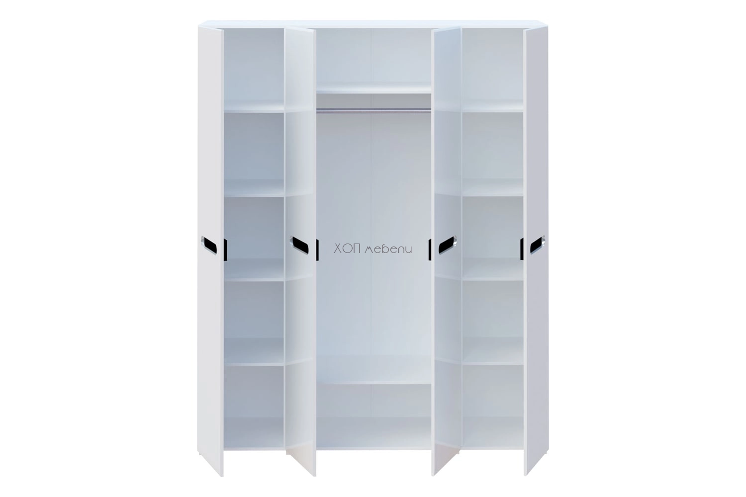 Голям гардероб Бианко NEW 4ДЗ 1,8 - бял гланц/черно ID 24849 - hop-mebeli.com - 2 Голям гардероб Бианко NEW 4ДЗ 1,8 - бял гланц/черно ID 24849 - 2