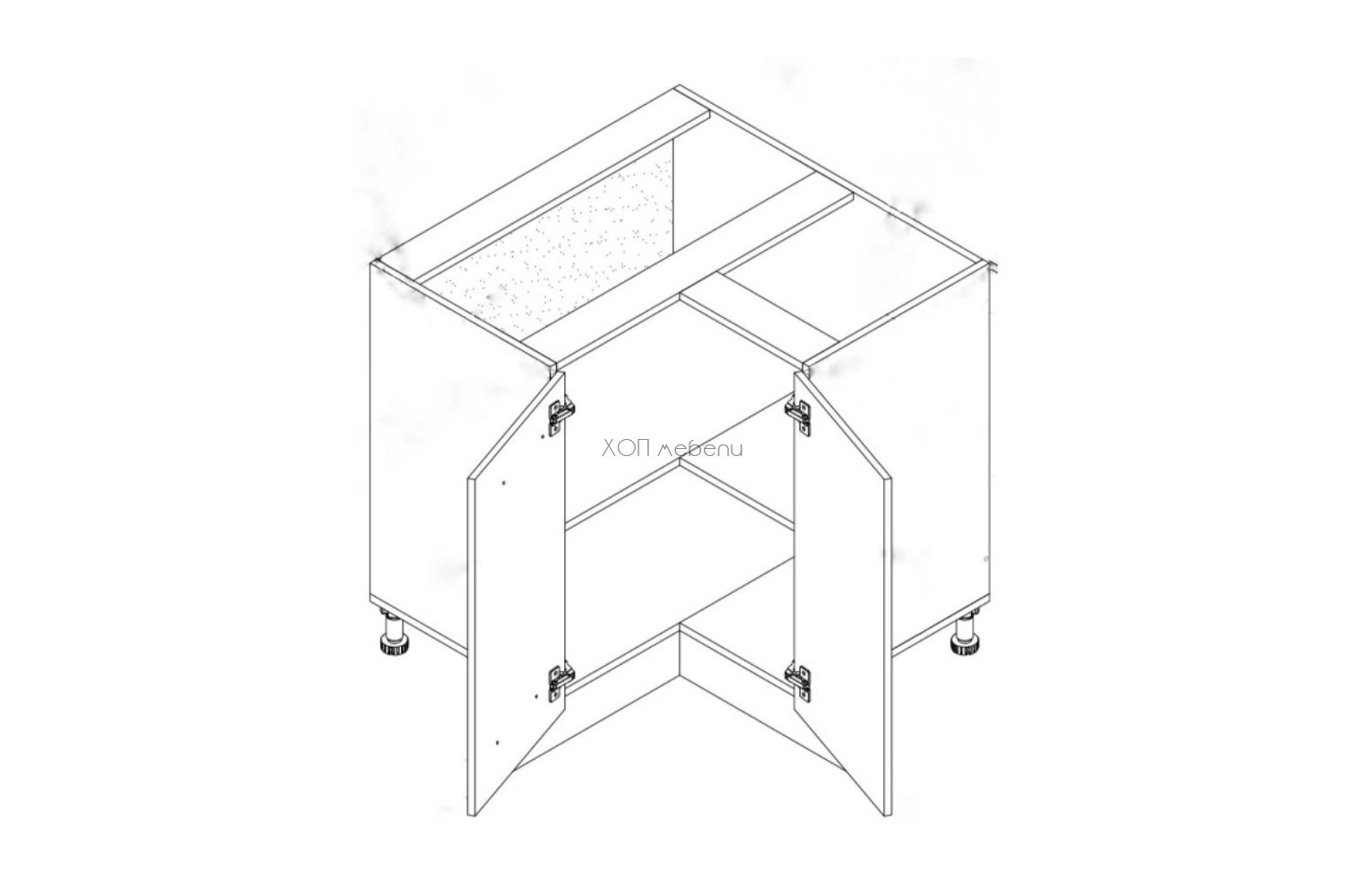 Ъглов шкаф Анна Н90х90 зелено бали / златен дъб ID 17629 - hop-mebeli.com - 2 Ъглов шкаф Анна Н90х90 зелено бали / златен дъб ID 17629 - 2