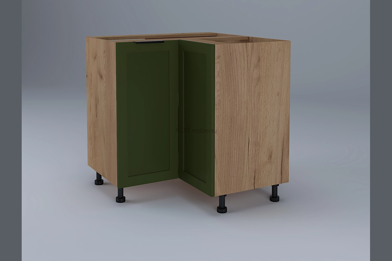 Ъглов шкаф Анна Н90х90 зелено бали / златен дъб ID 17629 - hop-mebeli.com - 1 Ъглов шкаф Анна Н90х90 зелено бали / златен дъб ID 17629 - 1