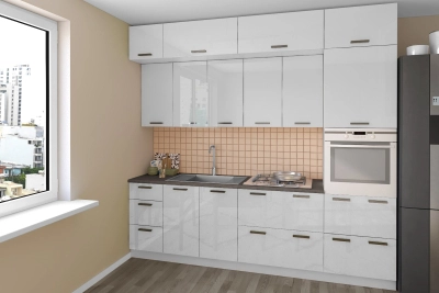 Кухня Марта лукс с колона 2,6 м  - бял гланц
