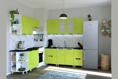Ъглова кухня Адел лукс NEW 170/180 см. в лайм гланц